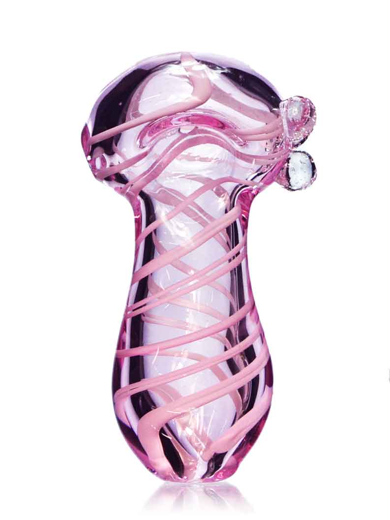 Clear Glass Pink Swirls Hand Pipe Glass Pipe For Sale